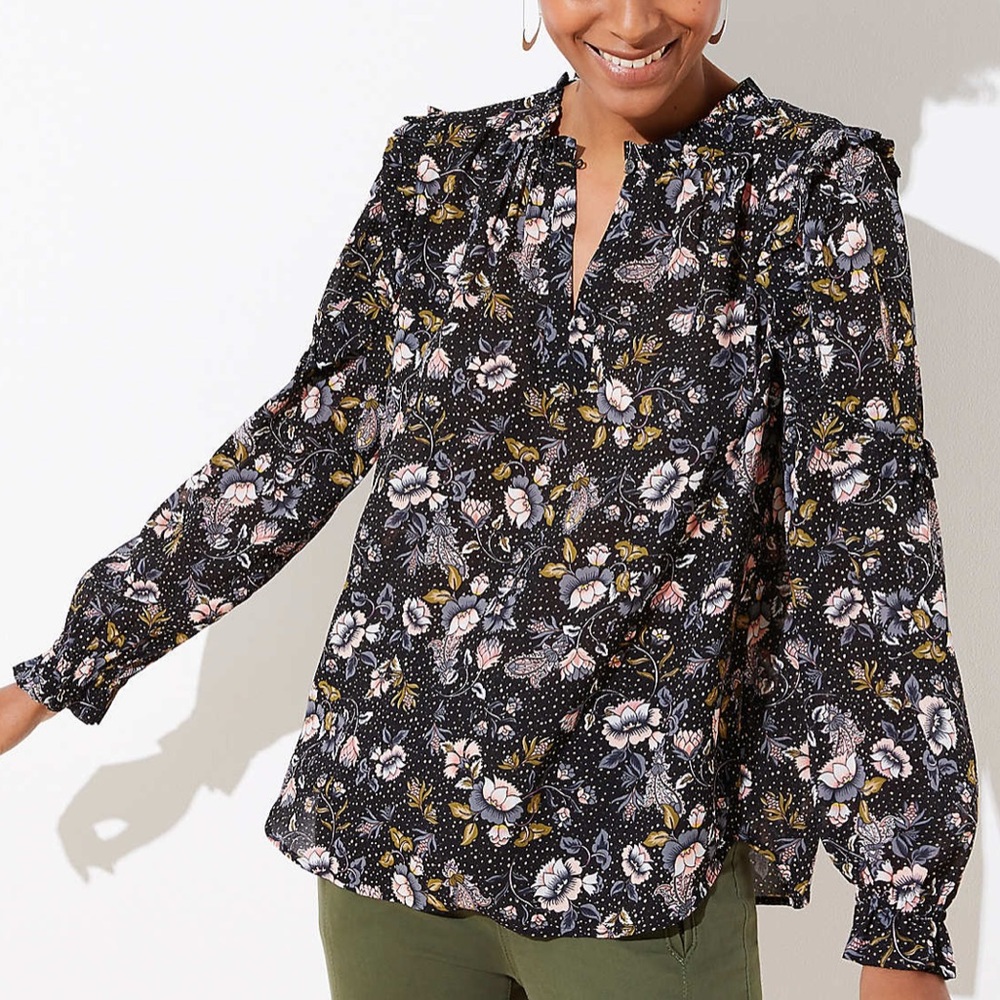 NWT Ann Taylor LOFT blouse - floral ruffle